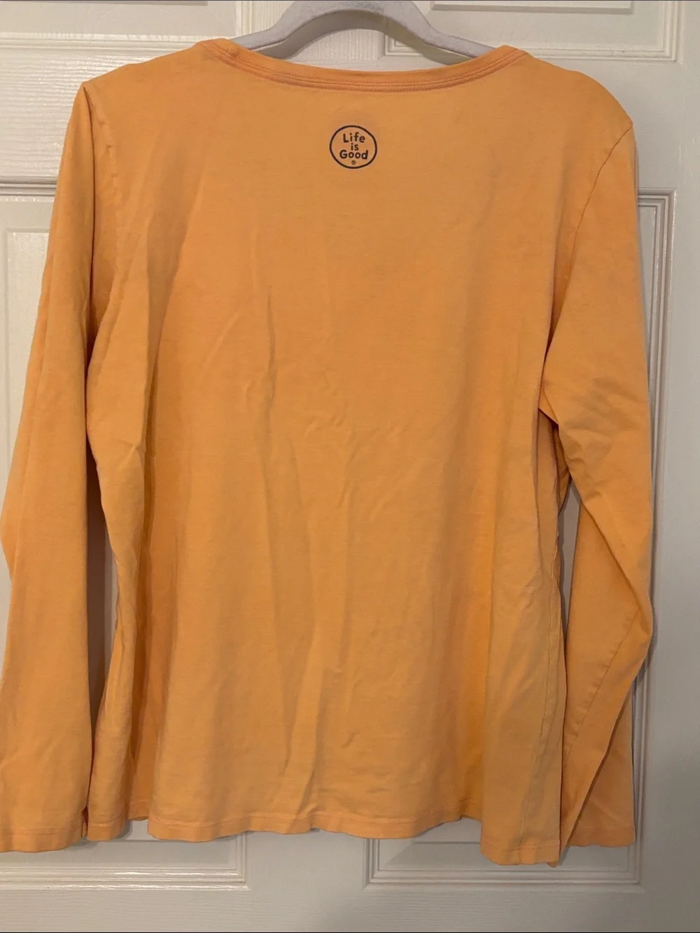 Life Is Good Orange Crusher Long-Sleeve Tee with Baseball Graphic